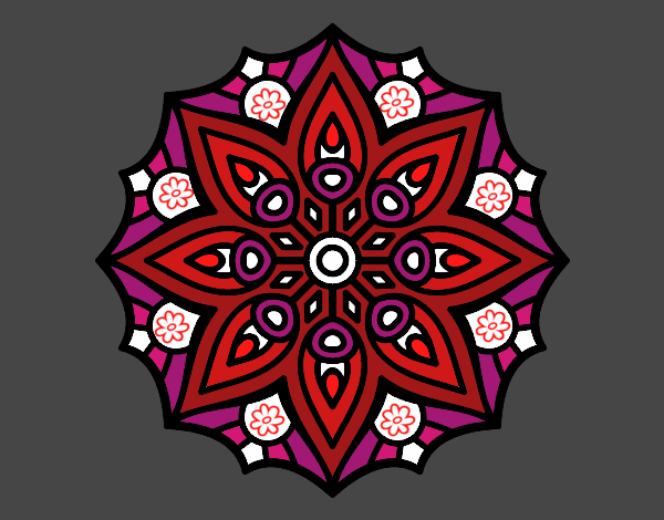 Dibujo Mandala simetría sencilla pintado por blanca