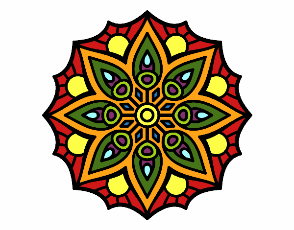 Dibujo Mandala simetría sencilla pintado por jimenakawy