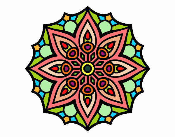 Dibujo Mandala simetría sencilla pintado por kaluma