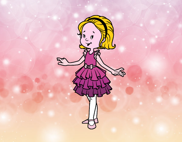 Dibujo Niña con vestido de fiesta pintado por guille_roc