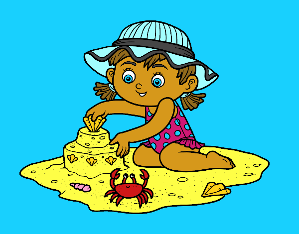 Dibujo Una niña jugando en la playa pintado por carolina0