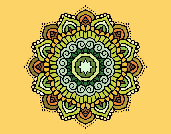Dibujo Mandala estrella decorada pintado por kapra