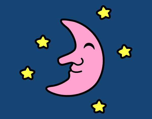 Dibujo Luna con estrellas pintado por SRS33