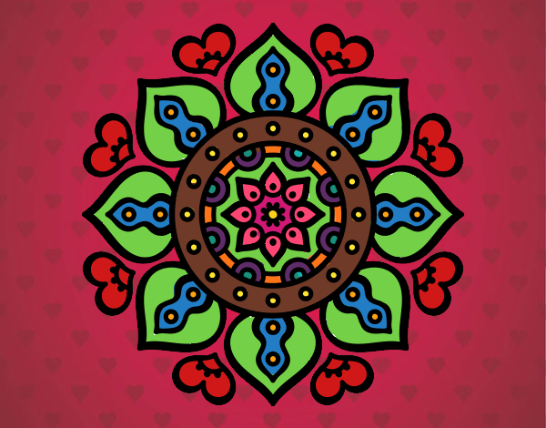 Dibujo Mandala corazones árabes pintado por TROYA