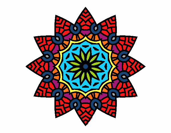 Dibujo Mandala estrella floral pintado por JC2016
