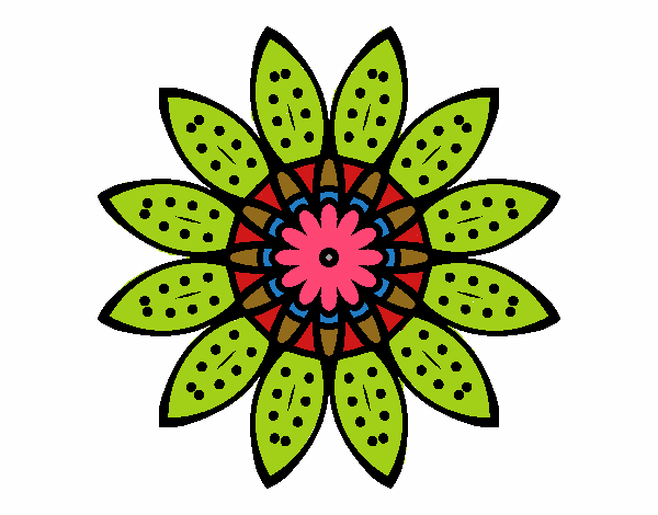 Dibujo Mandala flor con pétalos pintado por JC2016