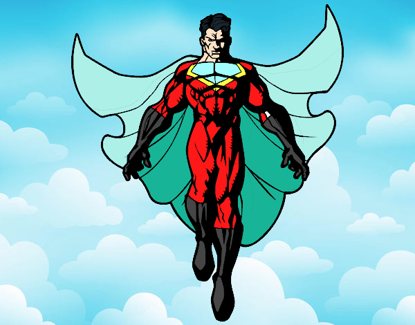 Dibujo Un Super héroe volando pintado por Junie