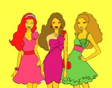 Dibujo Barbie y sus amigas vestidas de fiesta pintado por FELISITI
