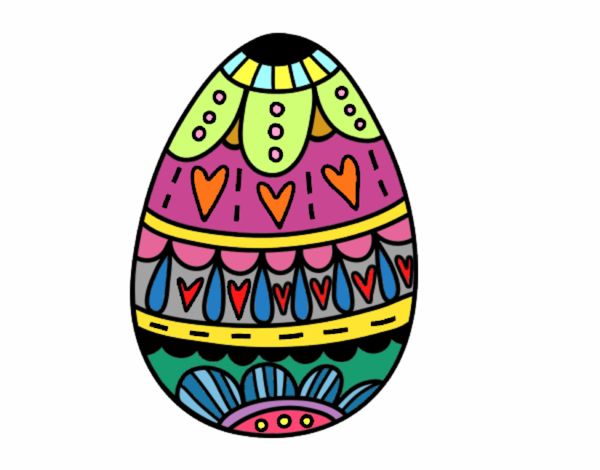 Dibujo Huevo de Pascua con corazones pintado por fakita