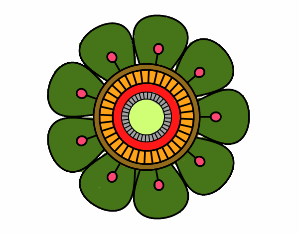 Dibujo Mandala en forma de flor pintado por JC2016