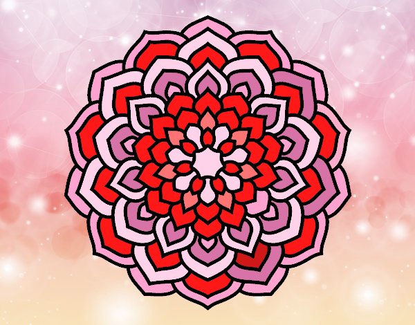 Dibujo Mandala pétalos de flor pintado por mucho