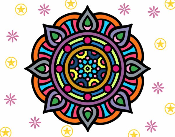 Dibujo Mandala puntos de fuego pintado por fakita