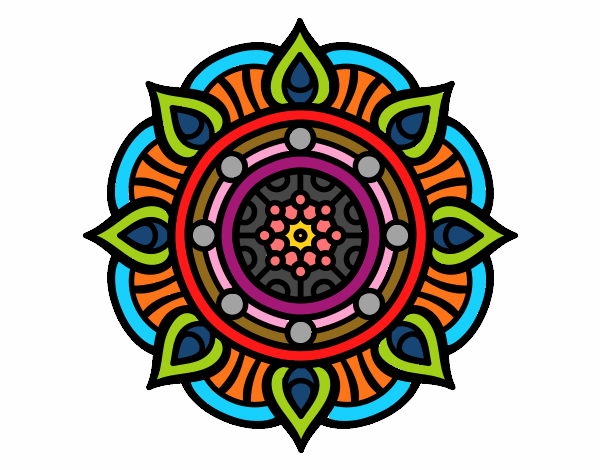 Dibujo Mandala puntos de fuego pintado por JC2016