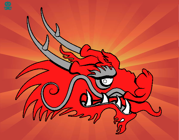 Dibujo Cabeza de dragón rojo pintado por magp13