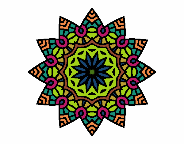 Dibujo Mandala estrella floral pintado por glenddy