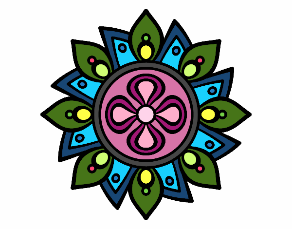 Dibujo Mandala flor sencilla pintado por vitilia