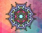 Dibujo Mandala flor simétrica pintado por crepas