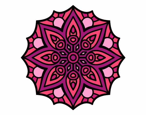 Dibujo Mandala simetría sencilla pintado por elenacc