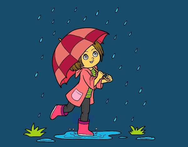 Dibujo Niña con paraguas bajo la lluvia pintado por Rosidalia
