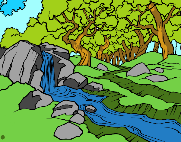 Dibujo Paisaje de bosque con un río pintado por magydavid