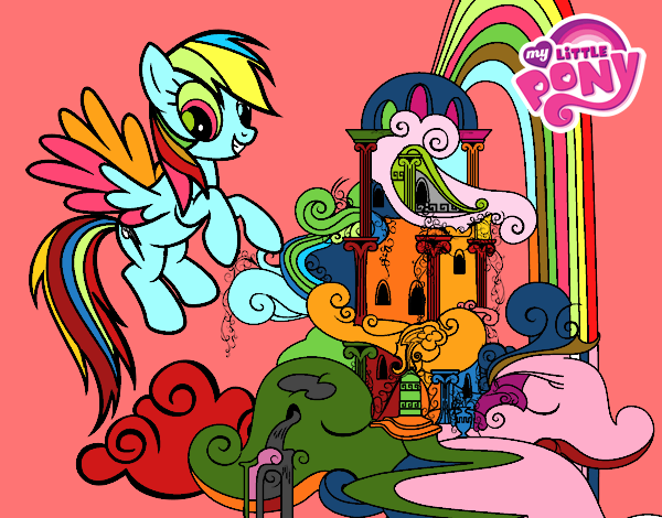 Dibujo Rainbow Dash en su palacio pintado por stocn