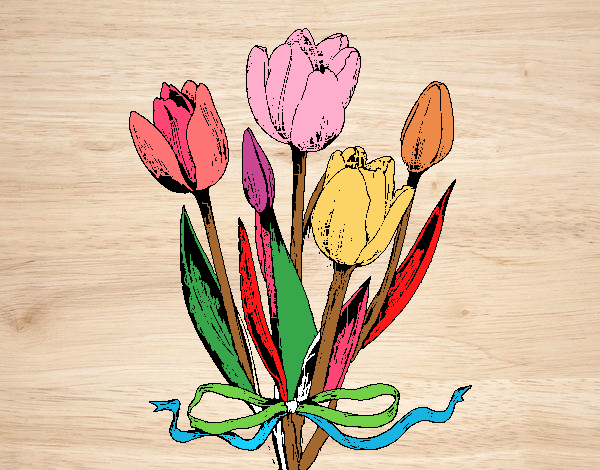 Dibujo Tulipanes con lazo pintado por vitilia