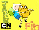 Dibujo Finn y Jake abrazados pintado por nicobelly