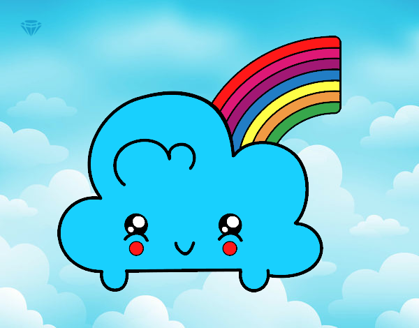 Dibujo Nube con arco iris kawaii pintado por isalinda