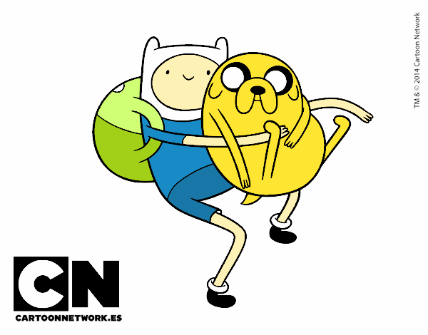 Dibujo Finn y Jake abrazados pintado por monchita28