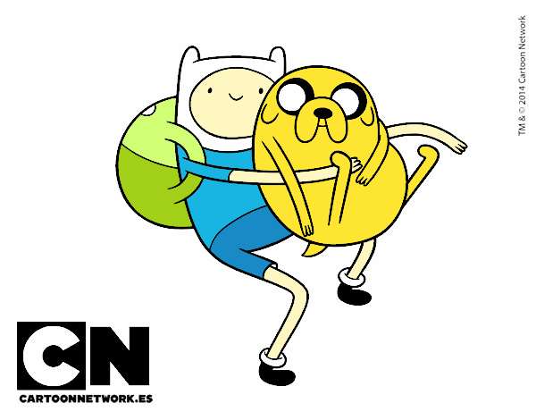 Dibujo Finn y Jake abrazados pintado por monchita28