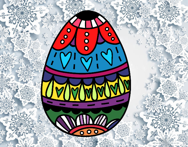 Dibujo Huevo de Pascua con corazones pintado por terrazas12