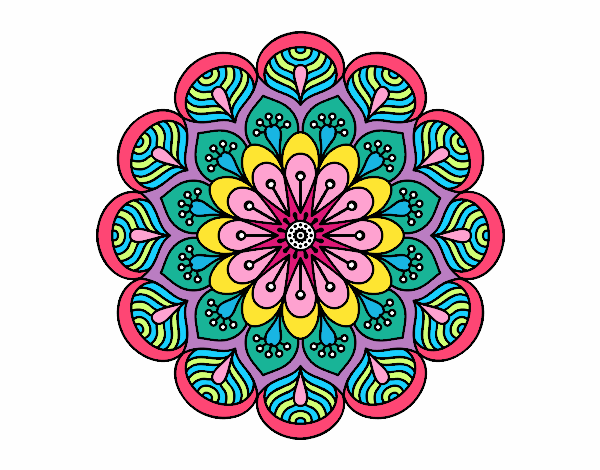 Dibujo Mandala flor y hojas pintado por mar13