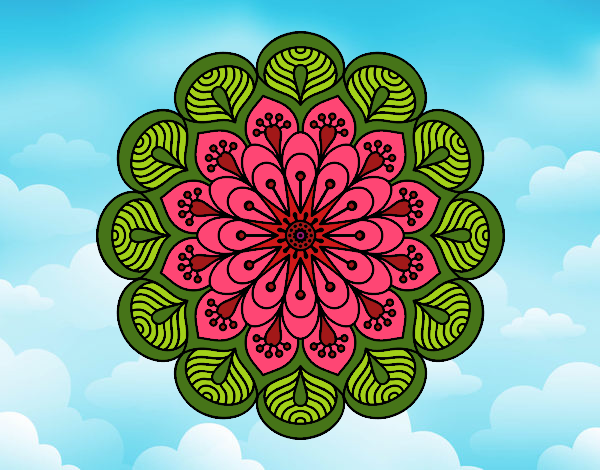 Dibujo Mandala flor y hojas pintado por Nini85