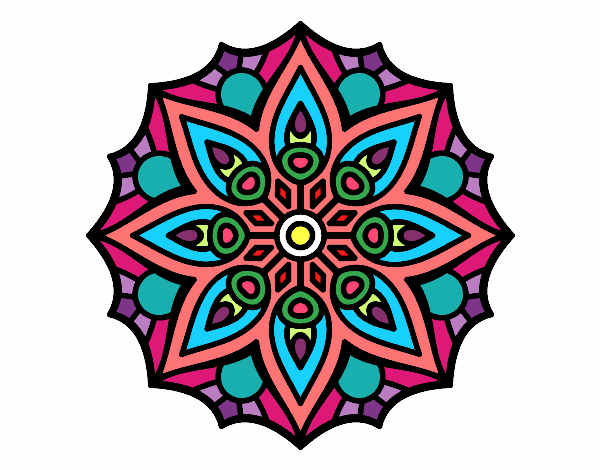 Dibujo Mandala simetría sencilla pintado por terrazas12