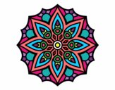 Dibujo Mandala simetría sencilla pintado por terrazas12