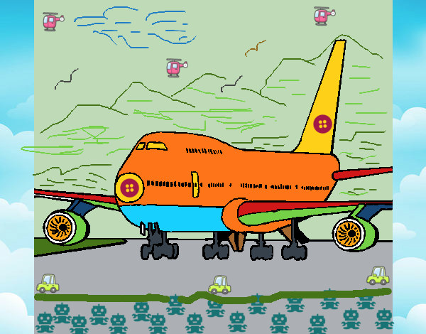 Dibujo Avión en pista pintado por migueo2016