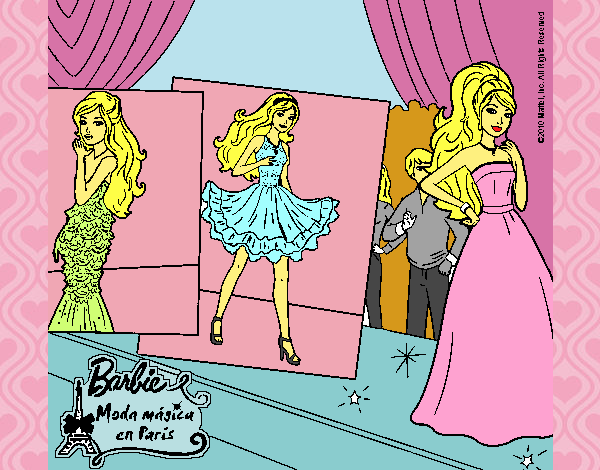 Dibujo Barbie, desfilando por la pasarela pintado por livet