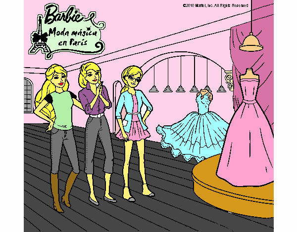 Dibujo Barbie mirando vestidos pintado por livet