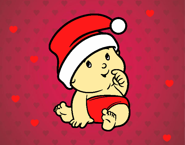 Dibujo Bebé con Gorro de Santa Claus pintado por isaias55