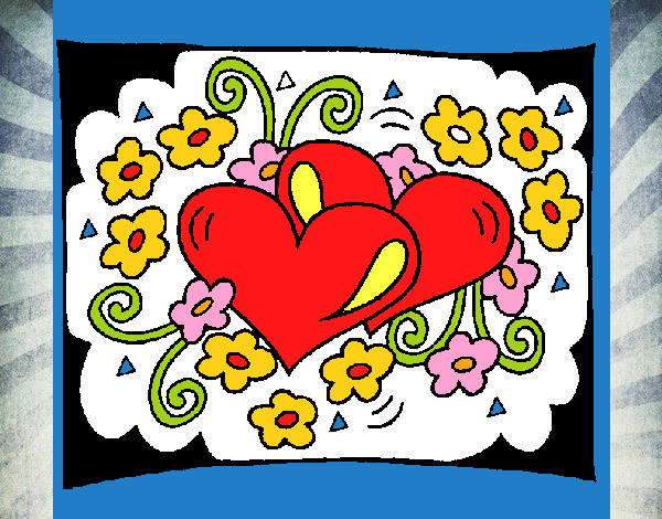 Dibujo Corazones y flores pintado por carmennona