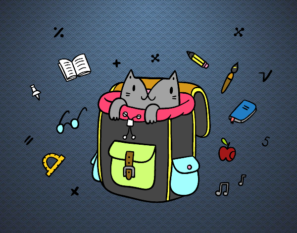 Dibujo Gato dentro de una mochila pintado por matimanent