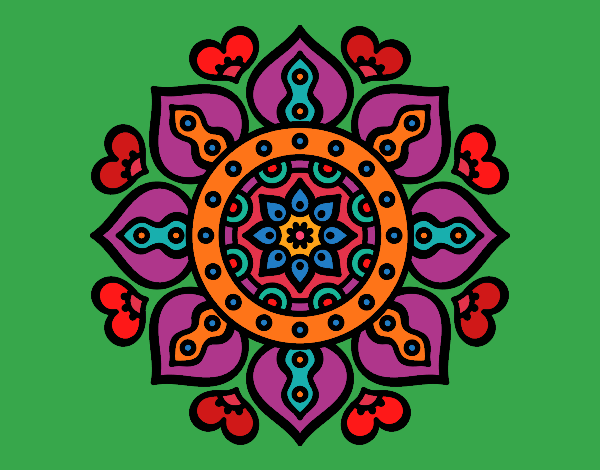 Dibujo Mandala corazones árabes pintado por olgablanco