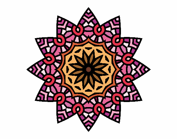 Dibujo Mandala estrella floral pintado por cacerop