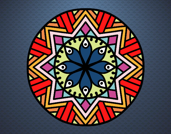 Dibujo Mandala flor de bambú pintado por Fuelo 