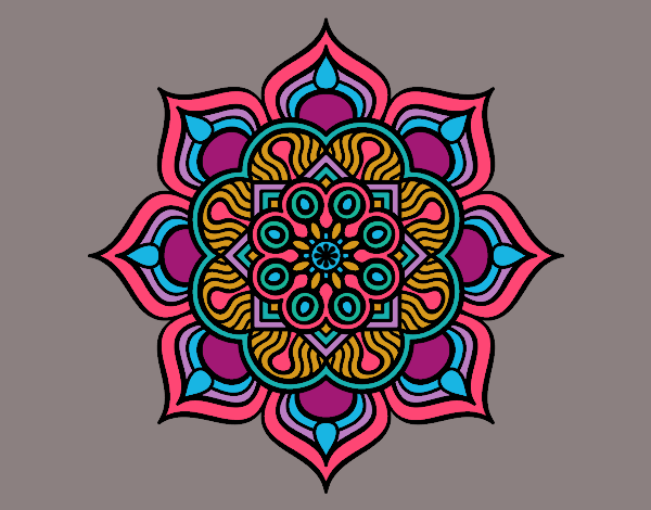 Dibujo Mandala flor de fuego pintado por Fuelo 