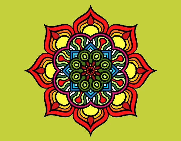 Dibujo Mandala flor de fuego pintado por olgablanco
