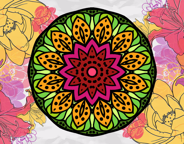 Dibujo Mandala naturaleza pintado por cacerop