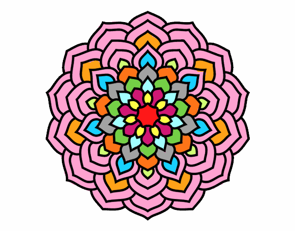 Dibujo Mandala pétalos de flor pintado por Konn