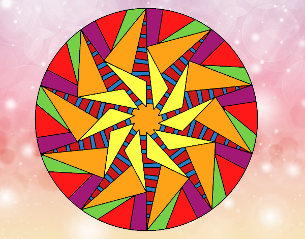 Dibujo Mandala sol triangular pintado por carmennona