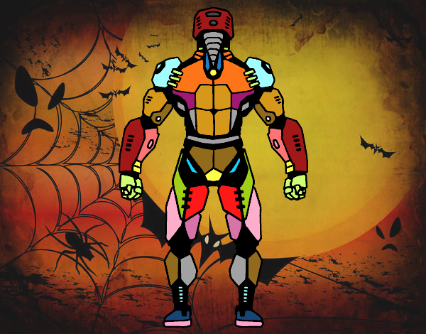 Dibujo Robot luchador de espaldas pintado por matimanent